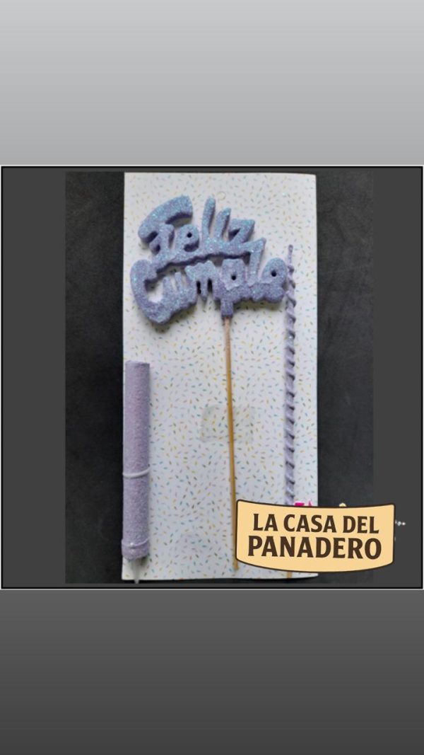 Set de Vela Feliz Cumple Lila