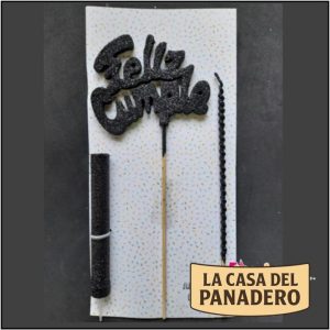 Set de Vela Feliz Cumple Negro