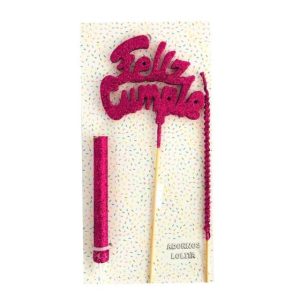 Set de Vela Feliz Cumple Bordó